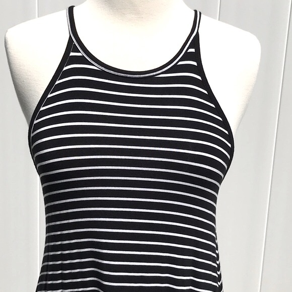 NWOT Old Navy Halter Slub Knit Swing Black and White Striped Dress Size Small - Picture 4 of 14